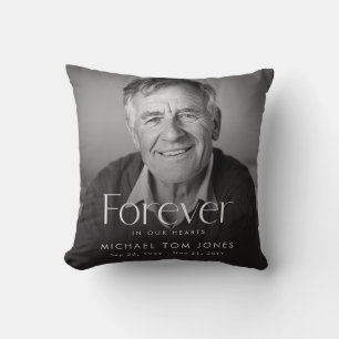 Modern Celebration of Life Memorial Funeral Photo Cushion