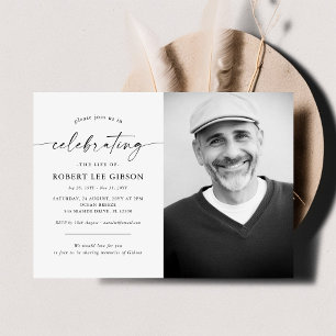 Modern Celebration of Life Memorial Funeral Photo Invitation