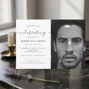 Modern Celebration of Life Memorial Funeral Photo Invitation