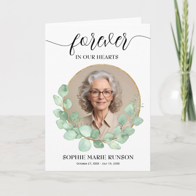 Modern Celebration of Life Photo Funeral Folded Programme (Front)