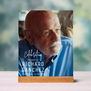 Modern Celebration Of Life Photo Funeral Memorial  Acrylic Sign