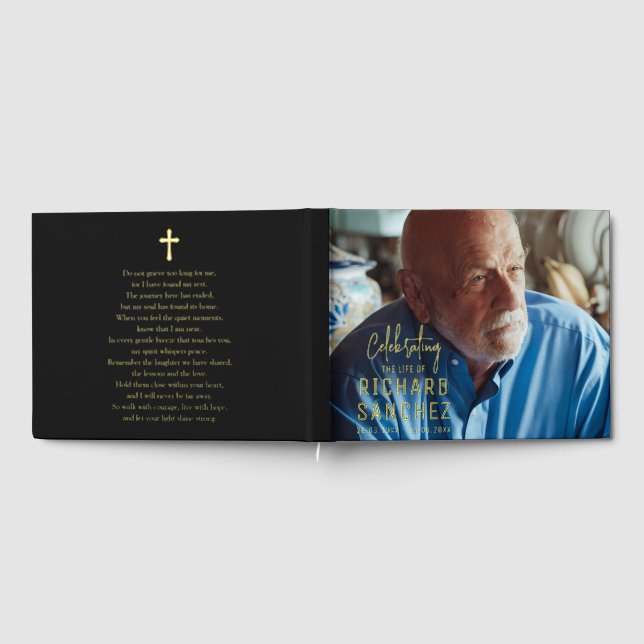 Modern Celebration Of Life Photo Funeral Memorial  Guest Book (Full)