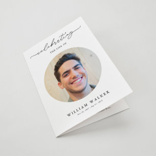 Modern Celebration Of Life Photo Funeral Program Card