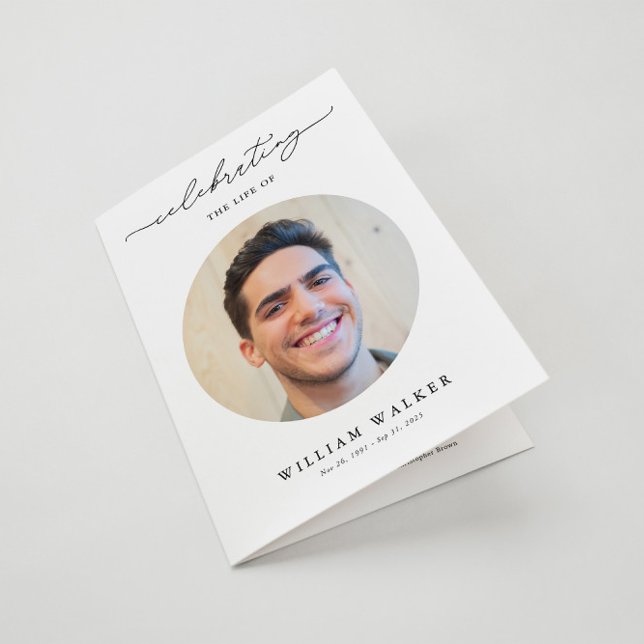 Modern Celebration Of Life Photo Funeral Program Card (Creator Uploaded)