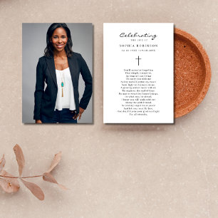 Modern Celebration of Life Photo Memorial Funeral Card