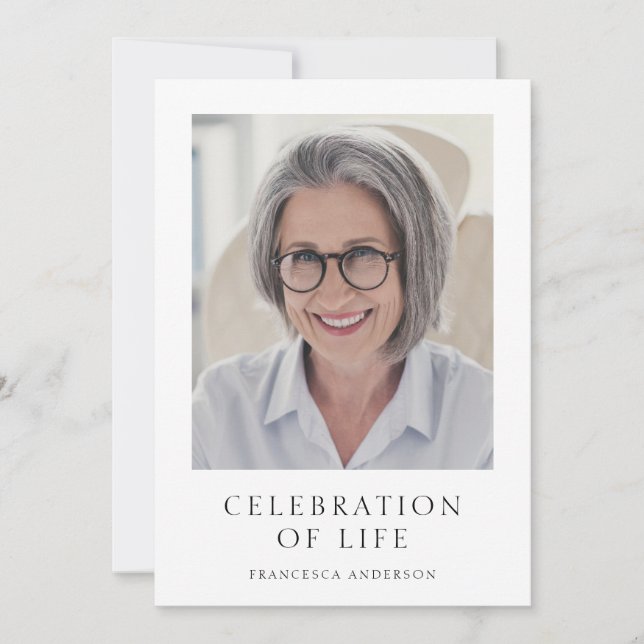 Modern Celebration of Life Photo Memorial Funeral Invitation (Front)