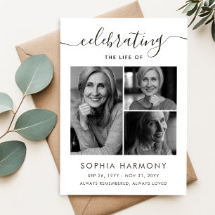 Modern Celebration of Life Photo Memorial Invitation