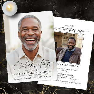 Modern Celebration of Life Photo Memorial Invitation