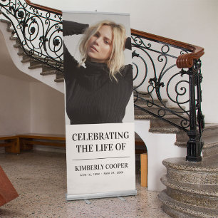 Modern Celebration of Life Photo Memorial Retractable Banner