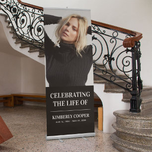 Modern Celebration of Life Photo Memorial Retractable Banner