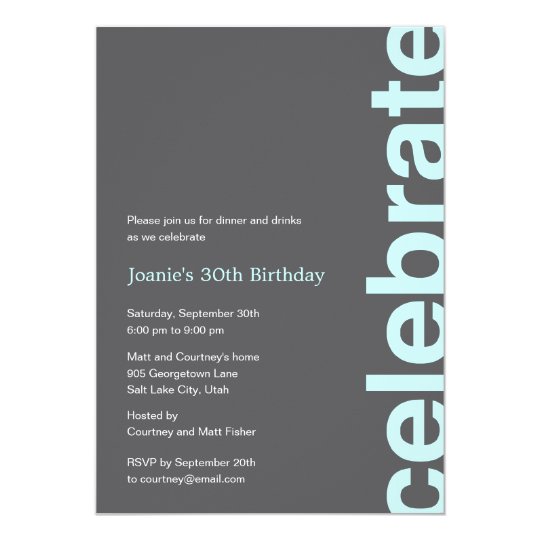 Modern Celebration Party Invitation - Turquoise