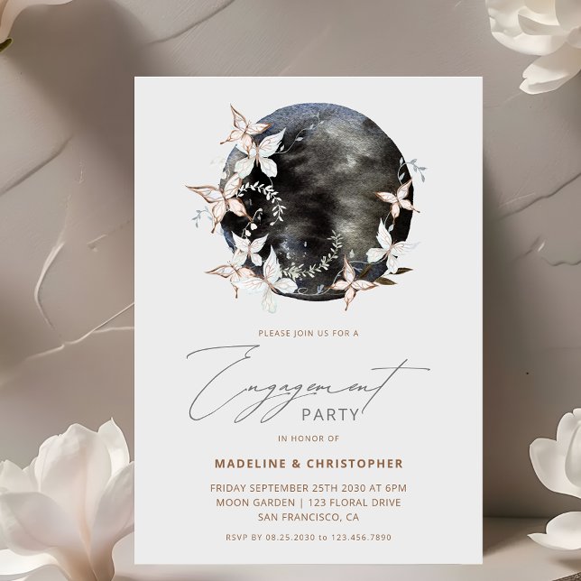 Modern Celestial Butterfly Engagement Party Invitation (Creator Uploaded)
