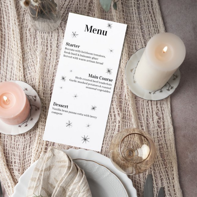 Modern Celestial Minimalist Wedding Menu Card (Creator Uploaded)