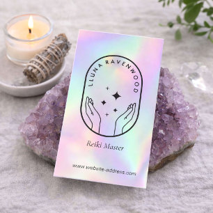 Modern Celestial Reiki Master Healer Holographic Business Card