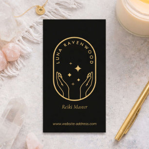 Modern Celestial Reiki Practitioner Healing Hands Business Card