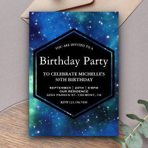 Modern Celestial Space Galaxy Birthday Party Invitation