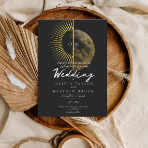 Modern Celestial Sun and Moon Wedding Invitation