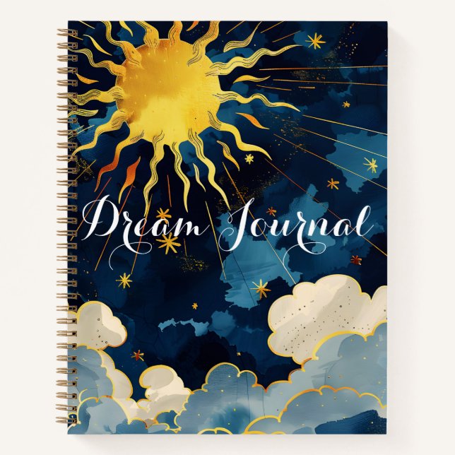 Modern Celestial Sun Stars Clouds Dream Journal (Front)