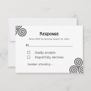 Modern Celtic symbols and foliage on white RSVP Card