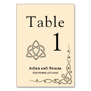 Modern Celtic symbols and foliage Table Number