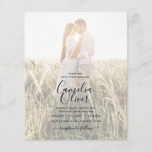 Modern Cerise Pink Ink Abstract Ombre Wedding Inv Flyer