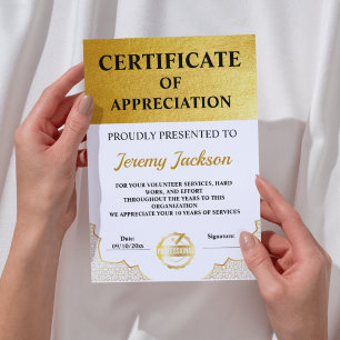 Modern Certificate of Achievement Gold: A Classy