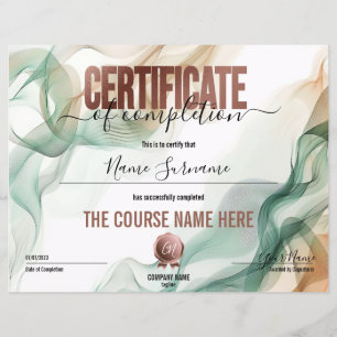 Modern Certificate of Completion Achievement 