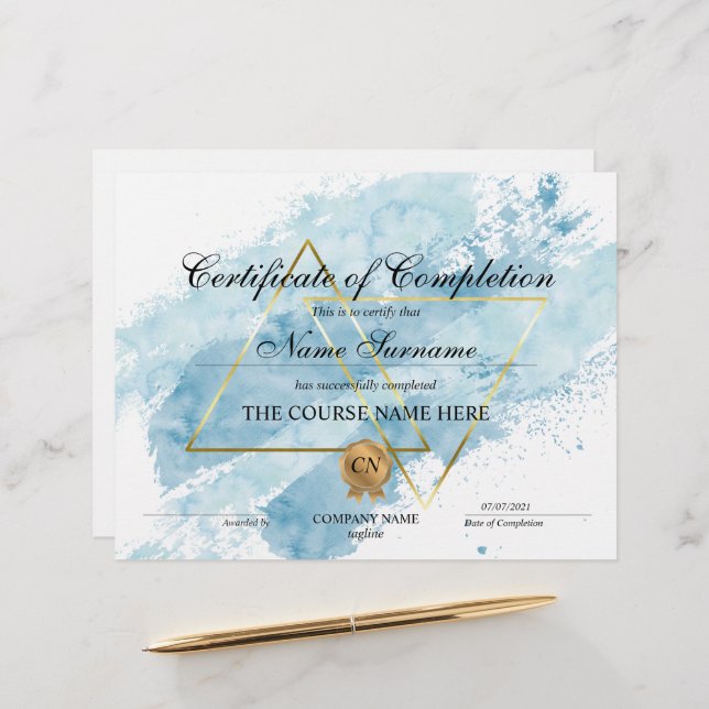Modern Certificate of Completion Award Course  (Front/Back In Situ)