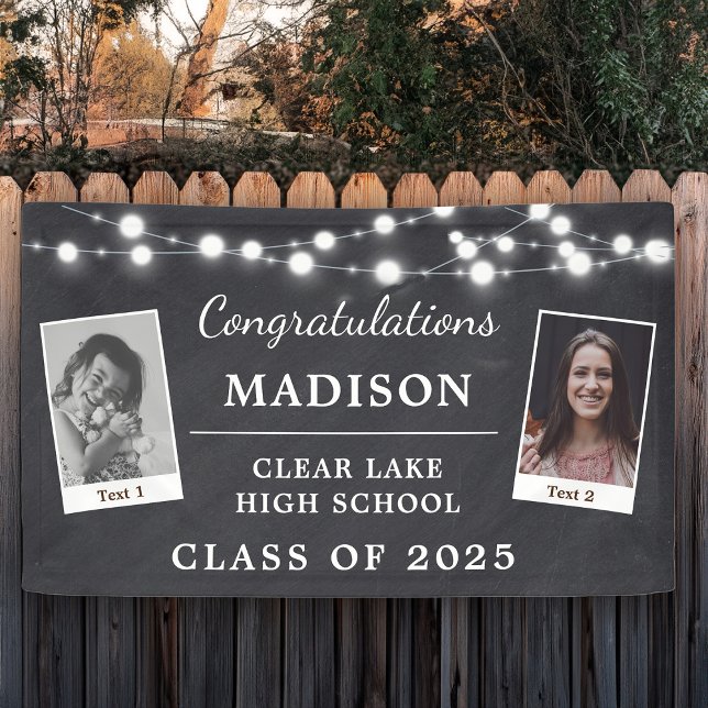Modern Chalk Graduation Party String Lights Sign (Creator Uploaded)