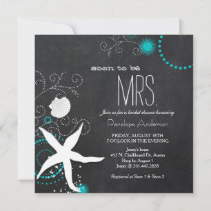 Modern Chalkboard Beach Wedding Bridal Shower Invitation