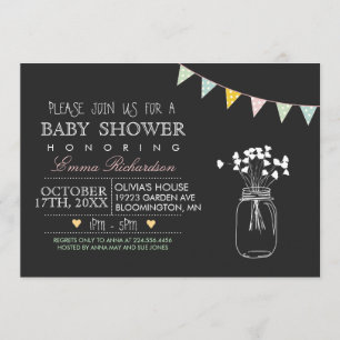 Modern Chalkboard Blue Baby Shower invitation