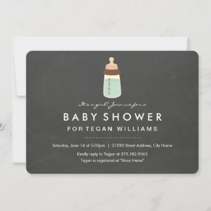 Modern Chalkboard & Bottle Baby Shower Invitation