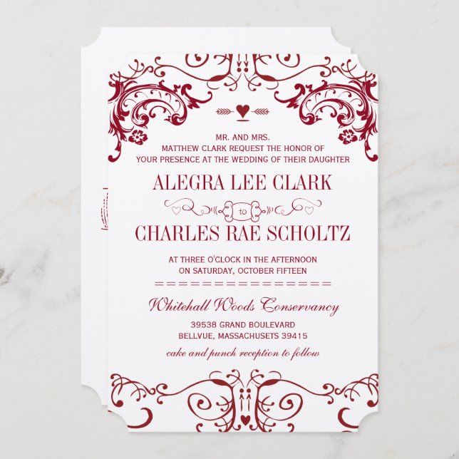 Modern Chalkboard Burgundy Typography Invite (Front/Back)