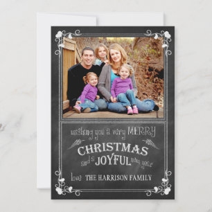 Modern Chalkboard Christmas & New Year Photo Card