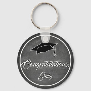 Modern Chalkboard Congratulations Graduation Key Ring