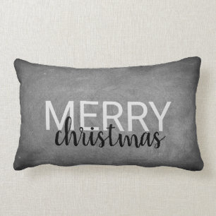 Modern chalkboard custom Merry Christmas script Lumbar Cushion