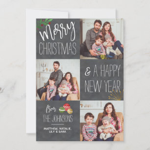 Modern Chalkboard Custom Photo Holiday Christmas Card
