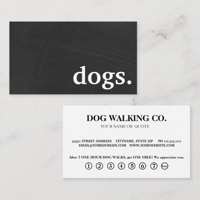 Modern chalkboard dogs. loyalty punch card (Front/Back)