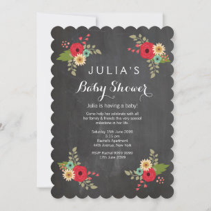 Modern Chalkboard Floral Baby Shower Invite