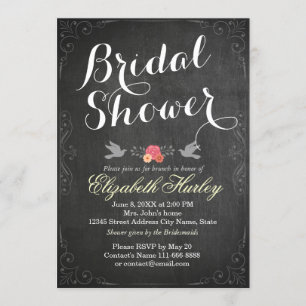 Modern Chalkboard Floral Bridal Shower Invitation