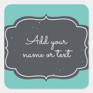 Modern Chalkboard Frame Customisable Aqua Square Sticker