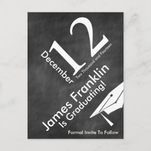 Modern Chalkboard Graduation Save The Date Announcement Postcard