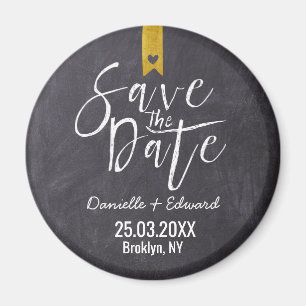 Modern Chalkboard Handwriting Save The Date Magnet