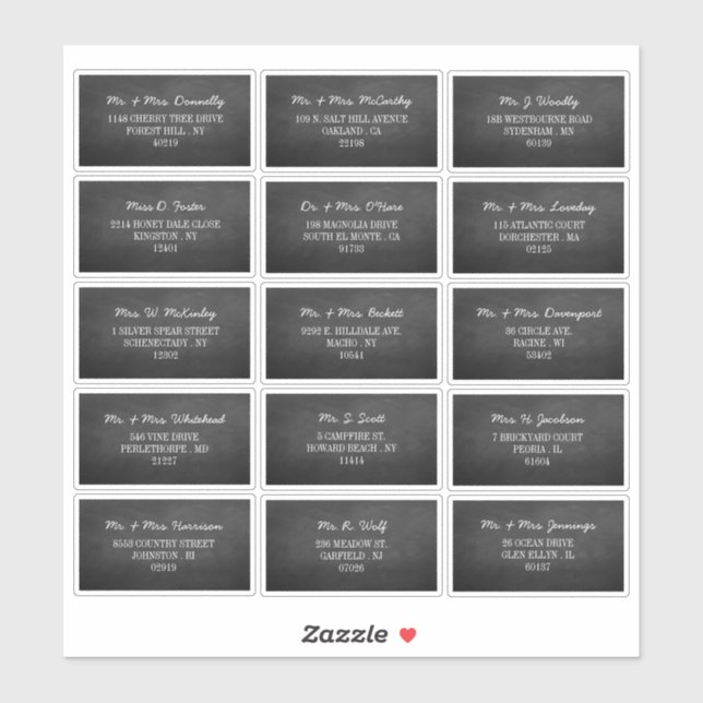 Modern Chalkboard Individual Guest Address Labels (Sheet)