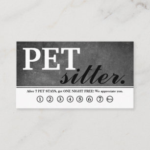 Modern Chalkboard pet pet sitter. Loyalty Card