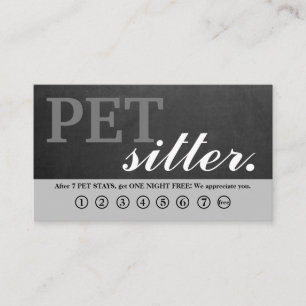 Modern Chalkboard pet pet sitter. Loyalty Card