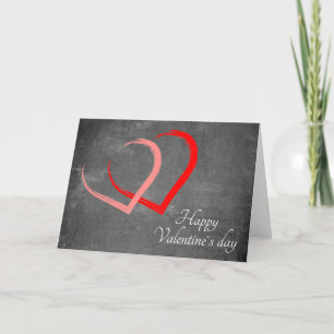 Modern Chalkboard Red Heart Valentine`s Day Holiday Card