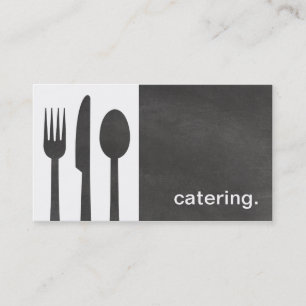 Modern Chalkboard Silhouette Catering white/grey Business Card
