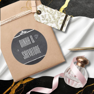Modern Chalkboard Simple Script  Classic Round Sticker