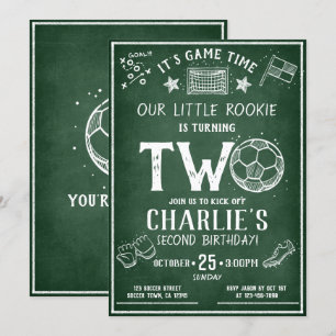 Modern Chalkboard Soccer All Star 2nd Birthday Invitation